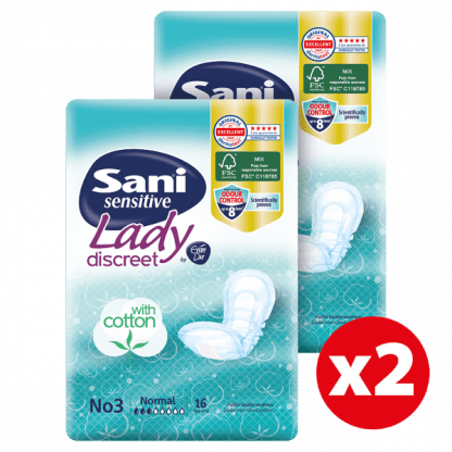 Σερβιέτες ακράτειας με βαμβάκι Sani Lady Normal No3 32τμχ (2x16τεμ)