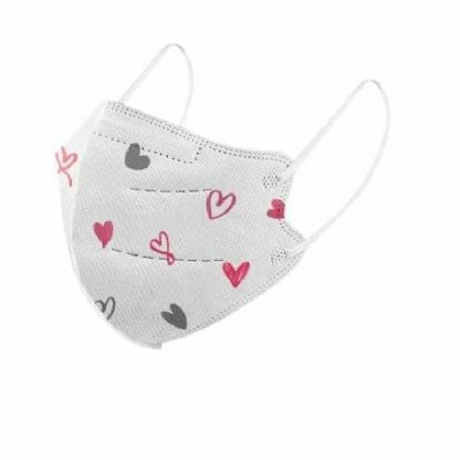 Famex Παιδική Μάσκα FFP2 Υψηλής Προστασίας Pink Hearts 1 Τεμάχιο