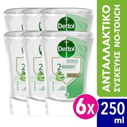 Dettol Αντιβακτηριδιακό Κρεμοσάπουνο Συσκευής No-touch Aloe Vera Ανταλλακτικό 250 ml*6
