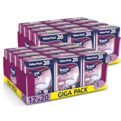 Σερβιέτες ακράτειας με βαμβάκι Sani Lady Super Giga Pack No5 480τεμ (24x20τεμ- 2 κιβώτια)