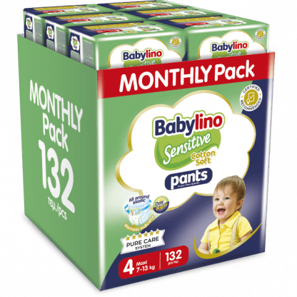 Πάνες Babylino Pants Cotton Soft Unisex Monthly Pack No4 Maxi (7-13kg) 132τεμ