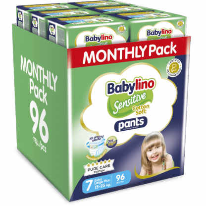 Πάνες Babylino Pants Cotton Soft Unisex Monthly Pack No7 Extra Large Plus (15-25kg) 96τεμ