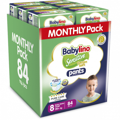 Πάνες Babylino Pants Cotton Soft Unisex Monthly Pack No8 Extra Extra Large (20kg+) 84τεμ