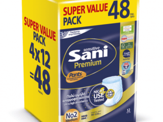 Ελαστικό εσώρουχο ακράτειας Sani Sensitive Premium Pants Medium No2 Monthly Pack 48τμχ (4*12)