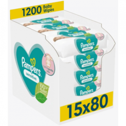 Μωρομάντηλα Pampers Sensitive XL Monthly Βοx 1200τεμ (15x80τεμ)