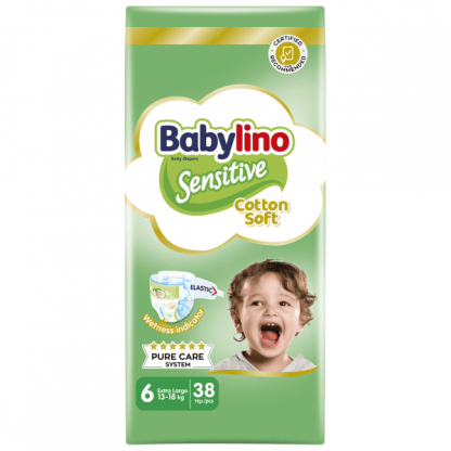 Πάνες Babylino Sensitive Cotton Soft Value Pack No6 (13-18Kg) 38τεμ