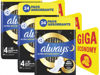 Always Ultra Secure Night Σερβιέτες Με Φτερά No4, 72τεμ (3*24τεμ)