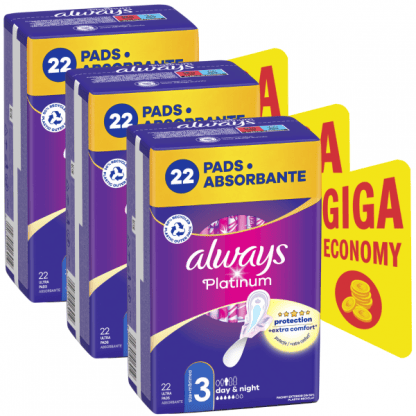 Always Platinum Day & Night Σερβιέτες Με Φτερά No3, 66τεμ (3*22τεμ)