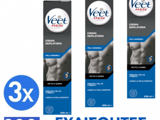Veet for Men Κρέμα Αποτρίχωσης Για Άνδρες Για Ευαίσθητη Επιδερμίδα 3*200ml