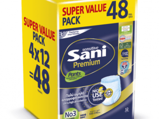 Ελαστικό εσώρουχο ακράτειας Sani Sensitive Premium Pants Large No3 Monthly Pack 48τμχ (4*12)