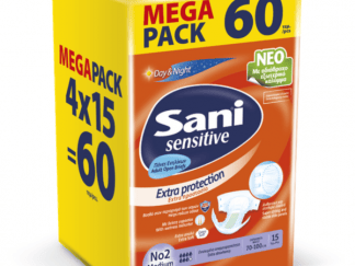 Ανοιχτή πάνα ακράτειας Sani Sensitive Medium No2 Mega Pack 60τεμ (4x15τμχ)
