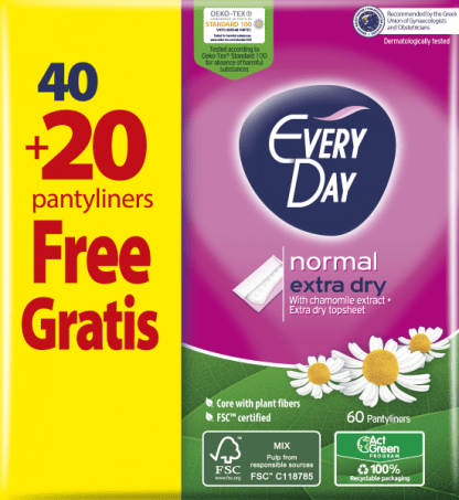 Σερβιετάκια EveryDay Extra Dry Normal Οικονομική Συσκευασία 40+20τεμ Δώρο