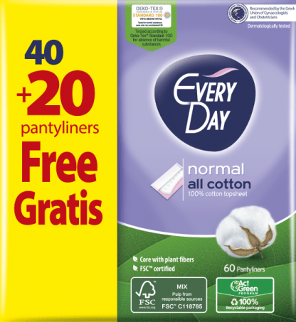 Σερβιετάκια EveryDay All Cotton Normal Οικονομική Συσκευασία 40 τεμ+20τεμ Δώρο