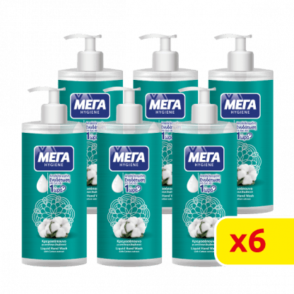 ΜΕΓΑ Κρεμοσάπουνο Hygiene Βαμβάκι Με Αντλία 3600ml (6*600ml)