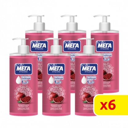 ΜΕΓΑ Κρεμοσάπουνο Hygiene Ρόδι Με Αντλία 3600ml (6*600ml)