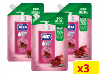 ΜΕΓΑ Κρεμοσάπουνο Hygiene Ρόδι Ανταλλακτικό 1500ml (3*500ml)
