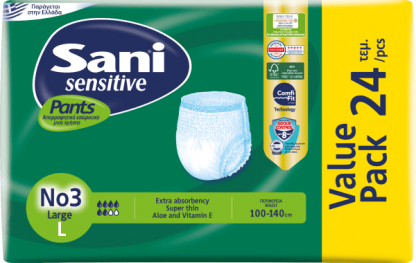 Ελαστικό εσώρουχο ακράτειας Sani Sensitive Pants Value Pack Large No3 24τμχ.