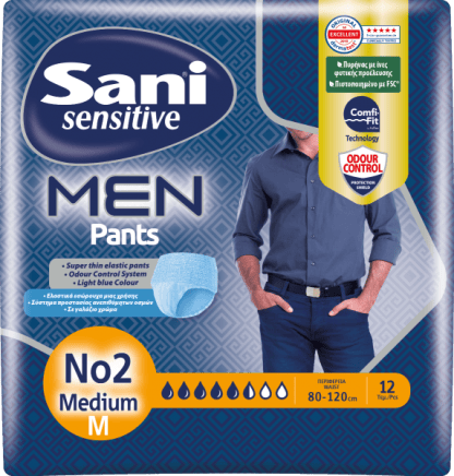 Sani Pants Men Eλαστικό εσώρουχο ακράτειας Medium No2 (12τεμ)