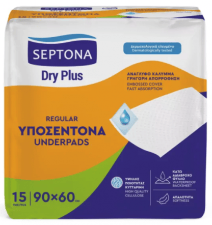 Septona Υποσέντονα Dry Plus Regular Μιας Χρήσης 15τεμ (60Χ90)