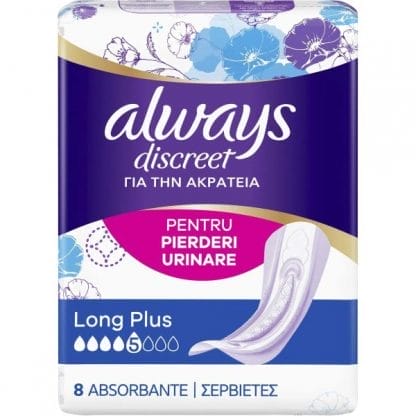 Always Discreet Σερβιέτες για την Ακράτεια Long Plus 8τεμ