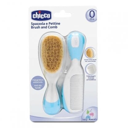 Chicco Βούρτσα-Χτένα Φυσική Τρίχα ΣΙΕΛ 0m+