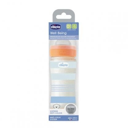 Chicco Μπιμπερό Γυάλινο BOY Well Being 240ML 0Μ+