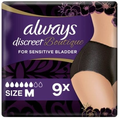 Always Discreet Boutique Εσώρουχα Για Την Ακράτεια Plus M Μαύρο 9τεμ