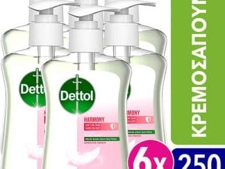 Dettol Αντιβακτηριδιακό Κρεμοσάπουνο Για Ευαίσθητες Επιδερμίδες Με Αντλία 250ml*6