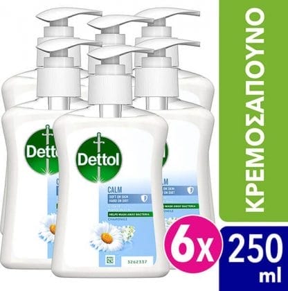 Dettol Αντιβακτηριδιακό Κρεμοσάπουνο Χαμομήλι (Θρεπτικό) Με Αντλία 250ml*6