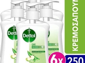 Dettol Αντιβακτηριδιακό Κρεμοσάπουνο Αλόη (Ενυδατικό) Με Αντλία 250ml*6