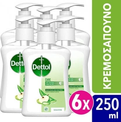 Dettol Αντιβακτηριδιακό Κρεμοσάπουνο Αλόη (Ενυδατικό) Με Αντλία 250ml*6