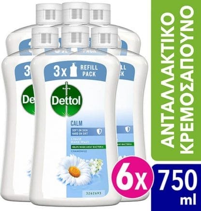 Dettol Αντιβακτηριδιακό Κρεμοσάπουνο Χαμομήλι (Θρεπτικό) Ανταλλακτικό 750ml*6