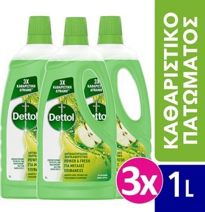 Dettol Καθαριστικό Πατώματος Αντιβακτηριδιακό Πράσινο Μήλο 1lt*3