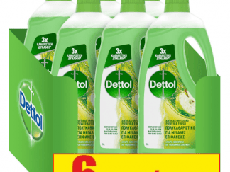 Dettol Καθαριστικό Πατώματος Αντιβακτηριδιακό Πράσινο Μήλο 1lt*6