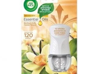 Airwick Essential Oils Ηλεκτρική Συσκευή Αποσμητικού Χώρου & Ανταλλακτικό Βανίλια & Άνθη Λευκού Τσαγιού(19 ml)
