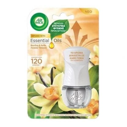 Airwick Essential Oils Ηλεκτρική Συσκευή Αποσμητικού Χώρου & Ανταλλακτικό Βανίλια & Άνθη Λευκού Τσαγιού(19 ml)