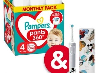 Πάνες Pampers Pants Monthly Pack Νο4 (9-15kg) 176τεμ + Ηλεκτρική Οδοντόβουρτσα Mickey Αξίας €39,99