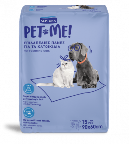 Septona Pet Me! Επιδαπέδιες Πάνες Κατοικίδιων 90*60cm 15τμχ