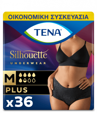 Tena Silhouette Plus Μαύρο Medium Economy Pack 36τμχ (4*9τμχ)