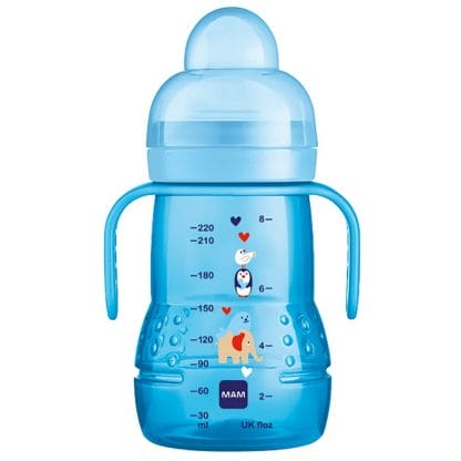 Mam Trainer+ Kit Κωδ 450 4m+ Εκπαιδευτικό Μπιμπερό με Θηλή Σιλικόνης 220ml - Μπλε