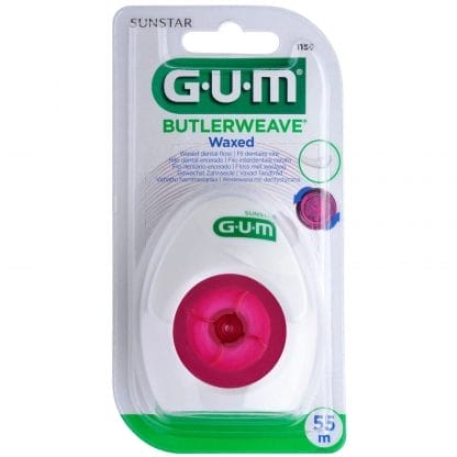 Gum Gum Butlerweave Waxed Floss Κωδ 1155 Οδοντικό Νήμα με Μοναδικό Σχεδιασμό Ύφανσης που Αφαιρεί Αποτελεσματικά την Πλάκα 55m