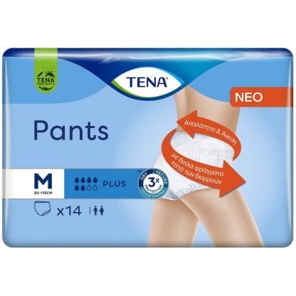 Tena Value Pack Pants Plus Άνετα & Αξιόπιστα Εσώρουχα μιας Χρήσης για Μέτρια προς Βαριά Μορφή Ακράτειας 14 Τεμάχια - Medium 80-110cm