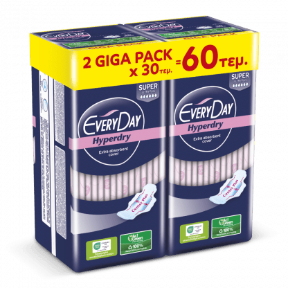 Σερβιέτες EveryDay Hyperdry SUPER Ultra Plus Center Plus 60τεμ.(2*30τεμ)