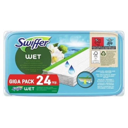 Swiffer Sweeper Υγρά Πανάκια Καθαρισμού Πατωμάτων Morning Fresh Gigapack 24τεμ