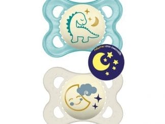MAM Original Night Πιπίλα Σιλικόνη 2-6m 2 Τεμάχια - Σιέλ-Άσπρο