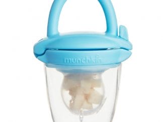 Munchkin Silicone Baby Food Feader Γαλάζια Πιπίλα Δοκιμής Τροφών από Σιλικόνη με Καπάκι Ασφαλείας 4m+, 1 Τεμάχιο, Κωδ 11492