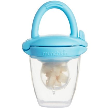 Munchkin Silicone Baby Food Feader Γαλάζια Πιπίλα Δοκιμής Τροφών από Σιλικόνη με Καπάκι Ασφαλείας 4m+, 1 Τεμάχιο, Κωδ 11492