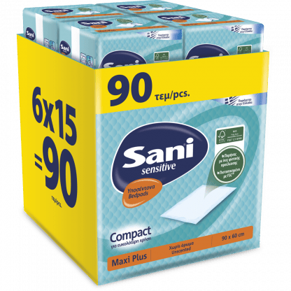 Υποσέντονα ακράτειας Sani Sensitive Maxi Plus 90*60cm 90τμχ. (6*15τεμ)