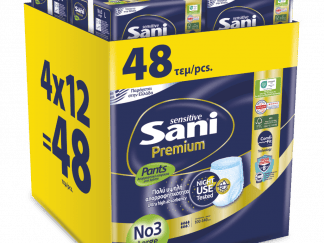 Ελαστικό εσώρουχο ακράτειας Sani Sensitive Premium Pants Large No3 Monthly Pack 48τμχ (4*12)