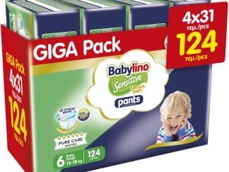 Σετ Babylino Sensitive Pants Cotton Soft Unisex No6 Extra Large (13-18kg) 124 Τεμάχια (4x31 Τεμάχια)